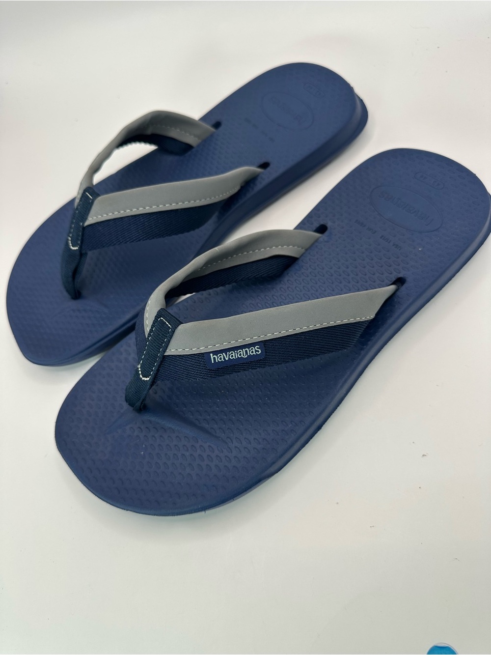 Havaianas Men’s Navy Blue Flip Flops with Gray Straps